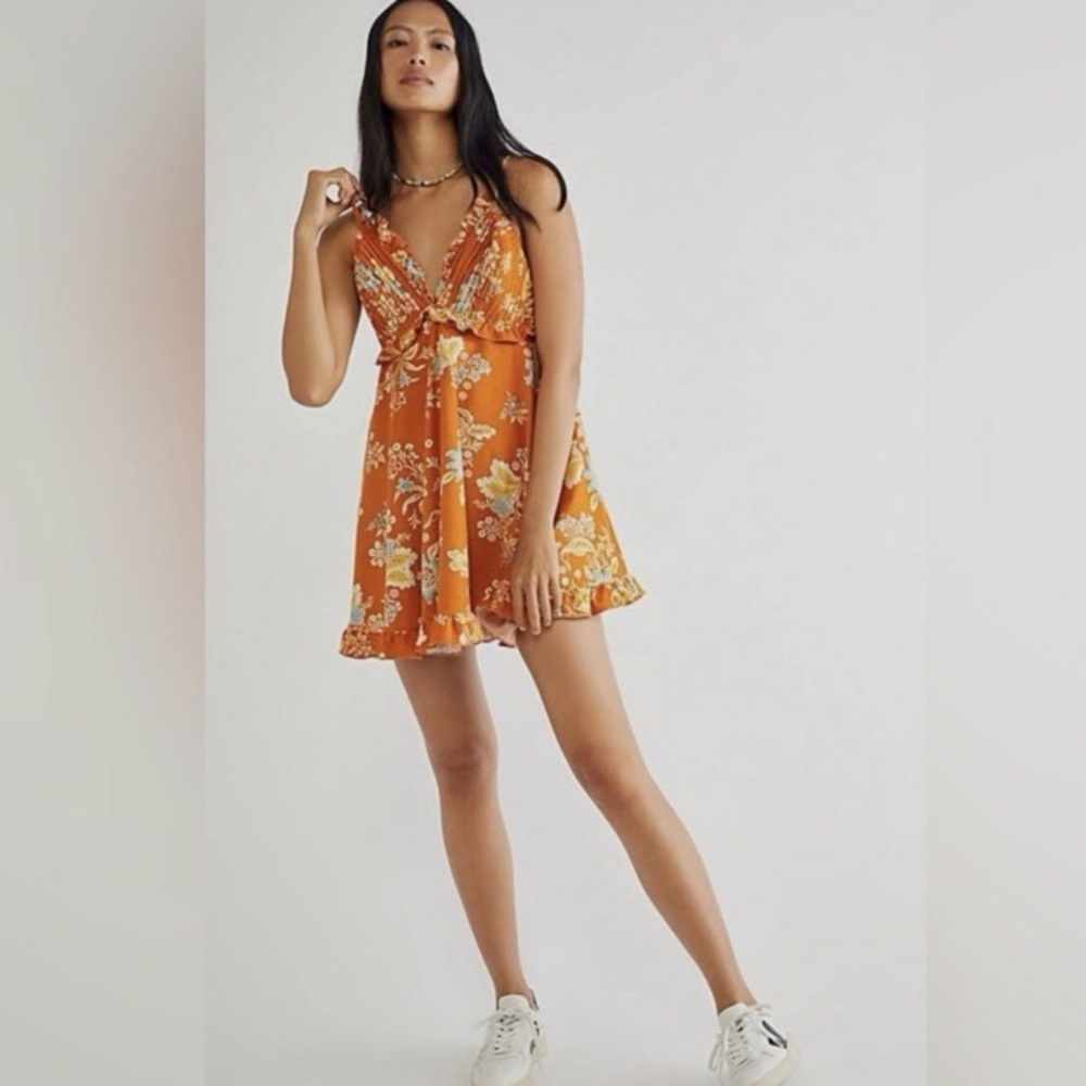 Free People Orange Floral Summer Dress